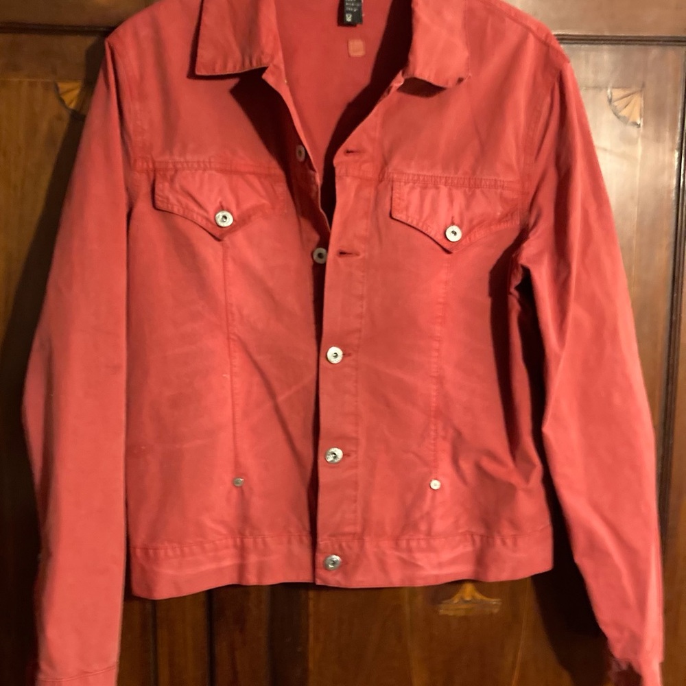 Italian Red Cotton Jacket E Play Basic Exterior D… - image 1